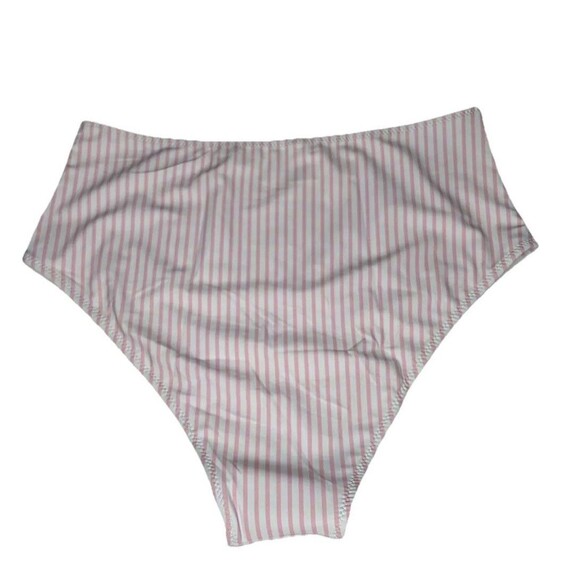 Vimpunec High Waist High Leg Pink/White Striped Swim Bottoms SIZE Large NWT - Picture 2 of 5